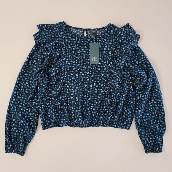 Wild Fable Women's Floral Ruffled Crop Top Blouse - Picture 4 of 16